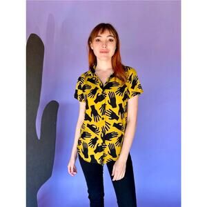 nooworks joyce hands print top sz large NEW